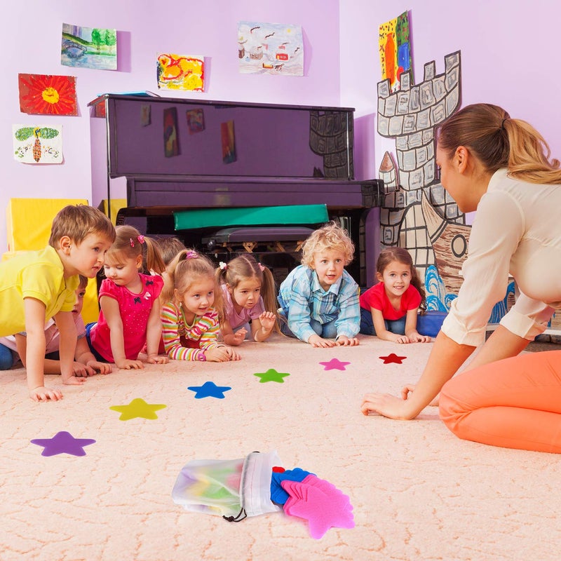 IKAYAS 48 Pcs Star Carpet Spots Markers Carpet Circles Carpet Markers for Kids Social Distancing, Removable Carpet Dots Floor dots for Classroom, 6 Colors - Image 4
